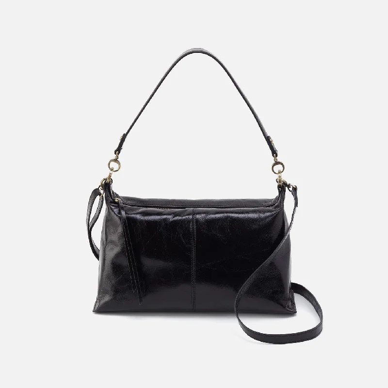 Avon Shoulder Bag in Polished Leather - Black