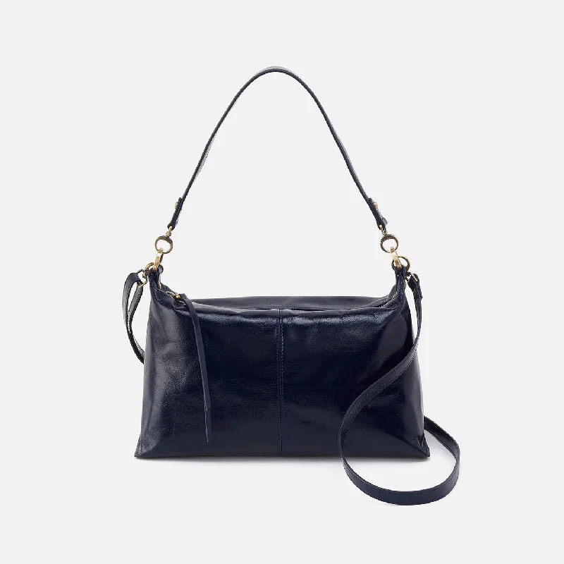 Avon Shoulder Bag in Polished Leather - Nightshade