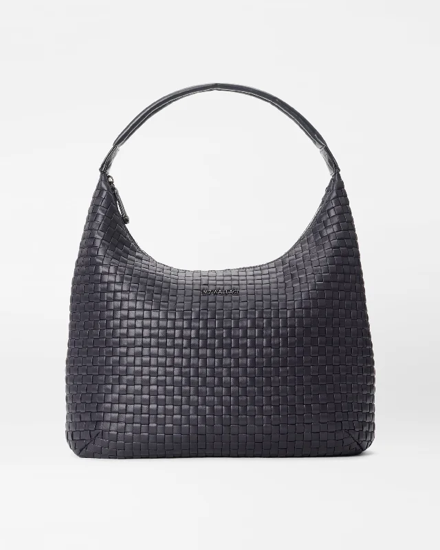 Black Large Woven Shoulder Bag