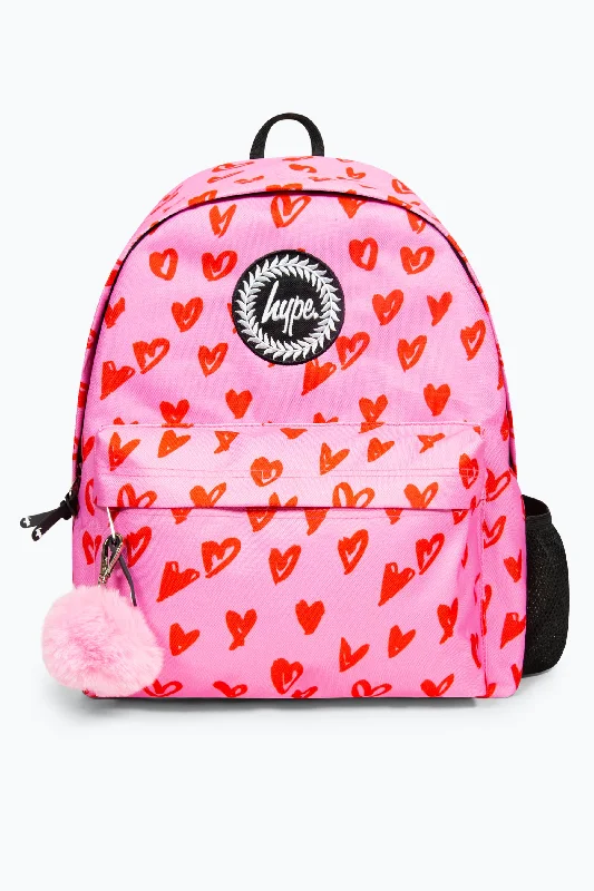 Hype Girls Iconic Scribble Hearts Pink Backpack