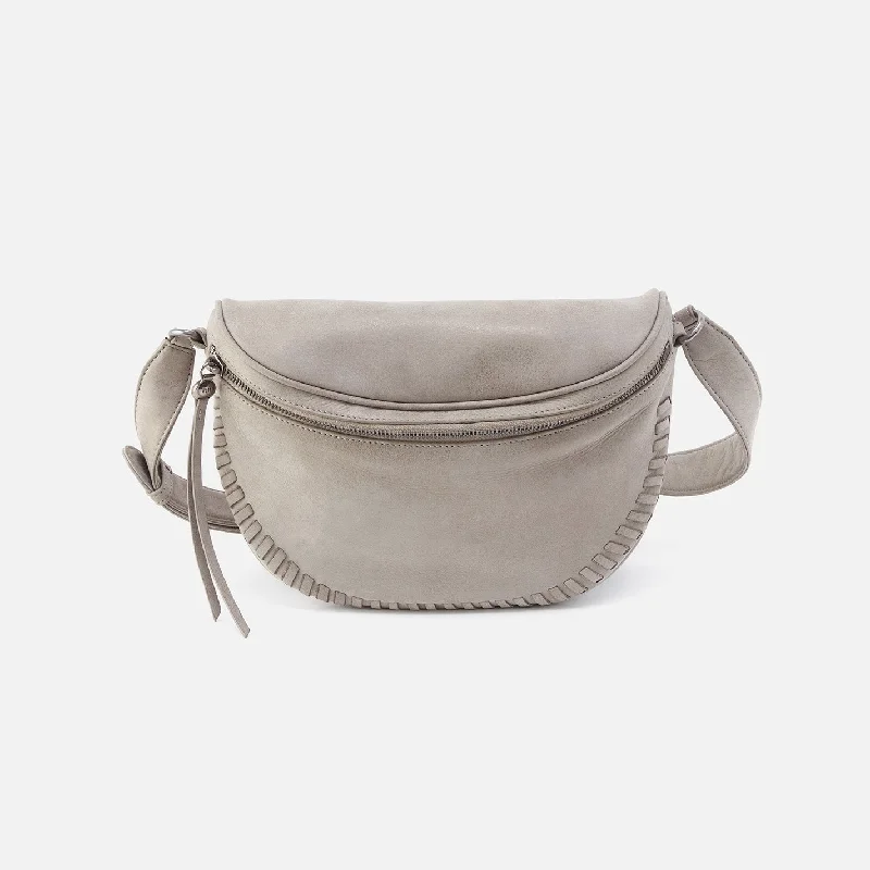 Juno Belt Bag in Metallic Leather - Granite Grey