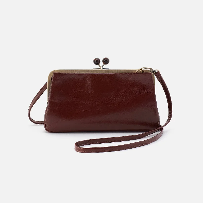 Lauren Frame Crossbody In Polished Leather - Chocolate