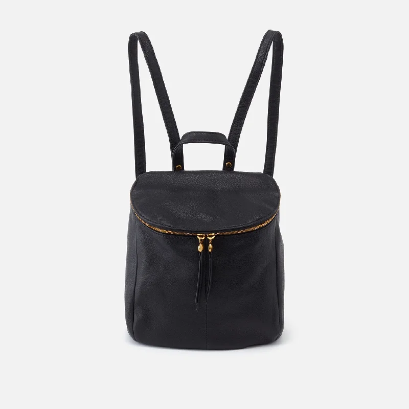 River Backpack in Pebbled Leather - Black