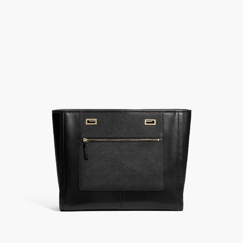 The Seville Prima Shell - Nappa & Saffiano Leather - Black / Gold / Black