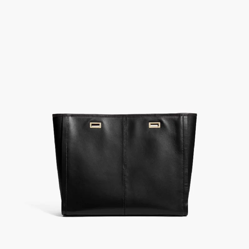 The Seville Prima Shell - Nappa & Saffiano Leather - Black / Gold / Black