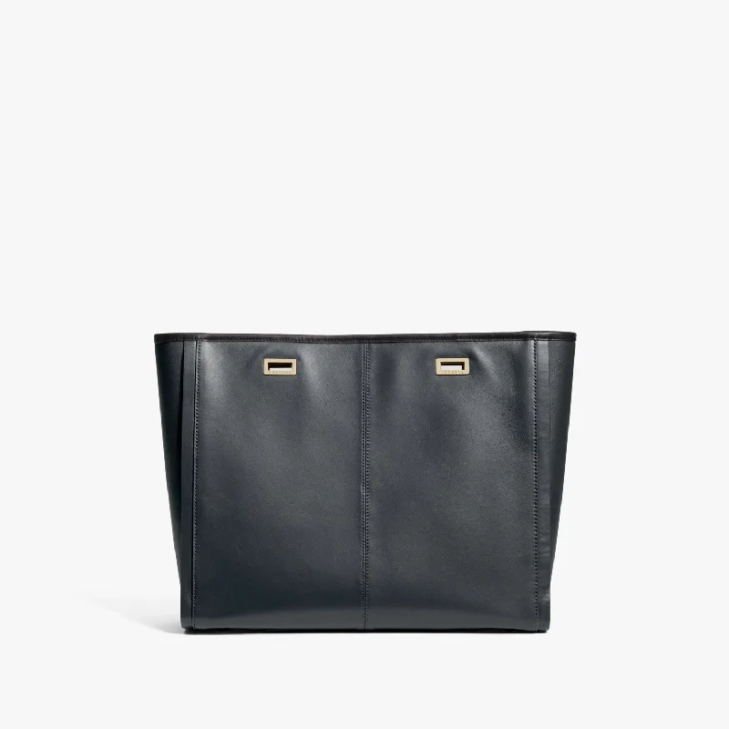 The Seville Prima Shell - Nappa & Saffiano Leather - Dark Grey / Gold / Black