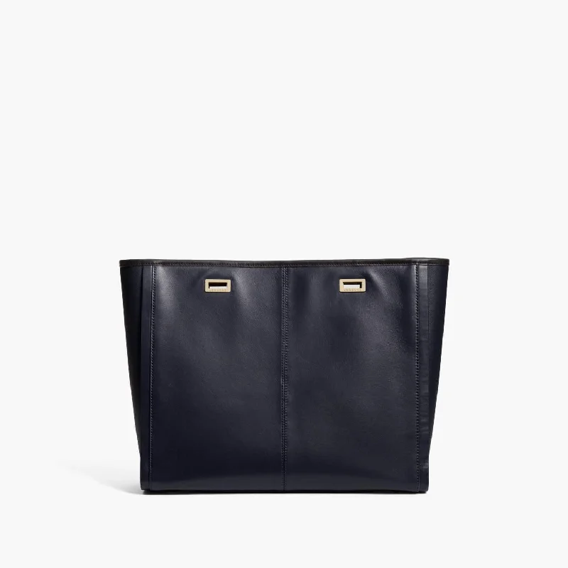 The Seville Prima Shell - Nappa & Saffiano Leather - Deep Navy / Gold / Black