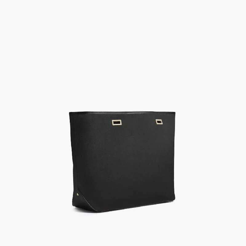 The Seville Shell - Saffiano Leather - Black / Gold / Black