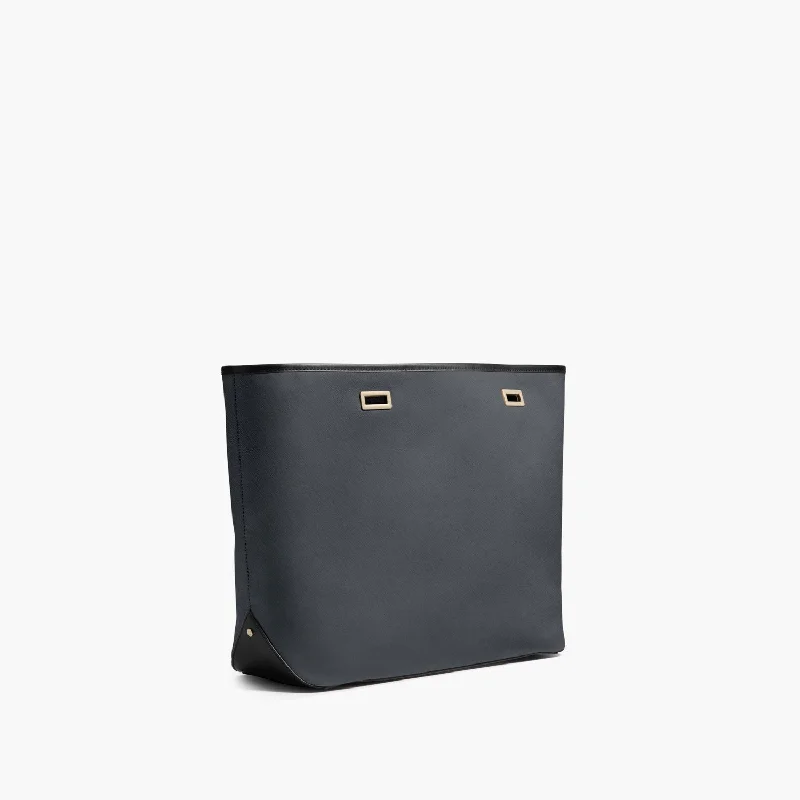 The Seville Shell - Saffiano Leather - Dark Grey / Gold / Black