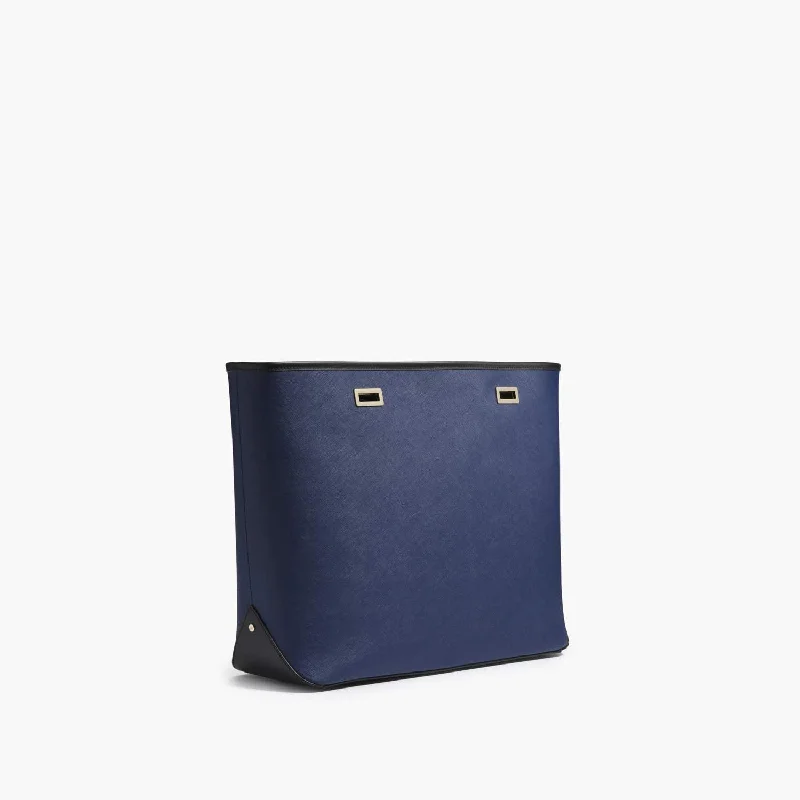 The Seville Shell - Saffiano Leather - Navy / Gold / Black