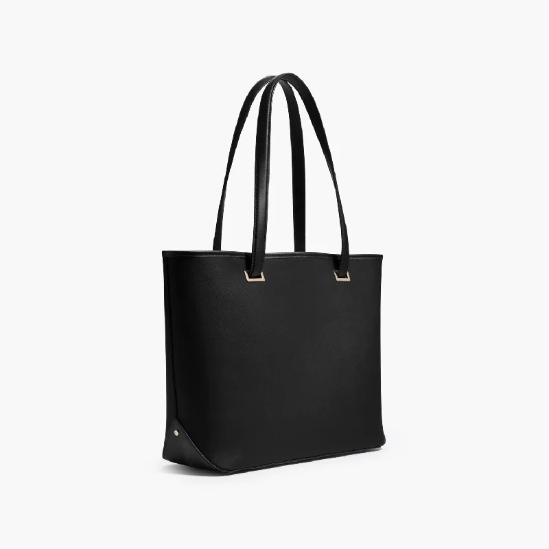 The Seville Tote - Saffiano Leather - Black / Gold / Grey