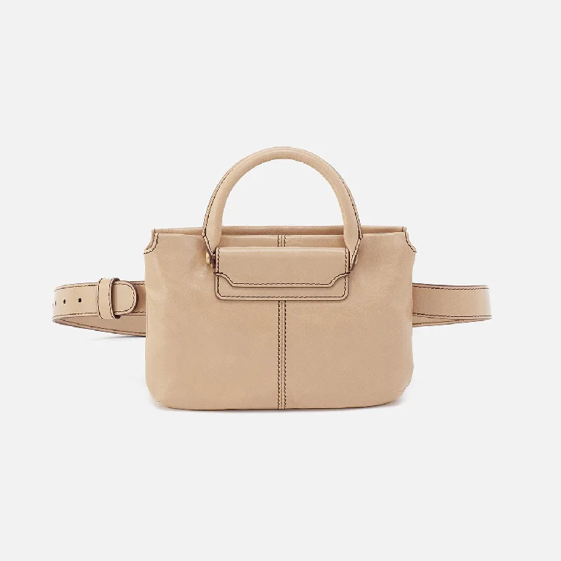 Sheila Belt Bag in Polished Leather - Quartz