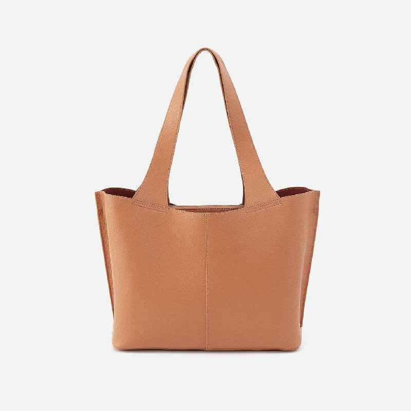 Vida Tote In Micro Pebbled Leather - Biscuit