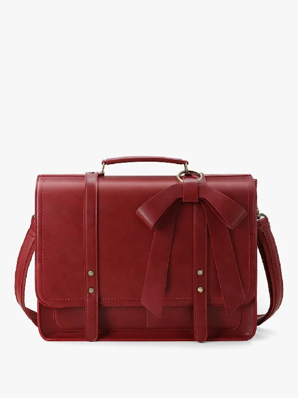 Women's PU Detachable Bow Big Briefcase